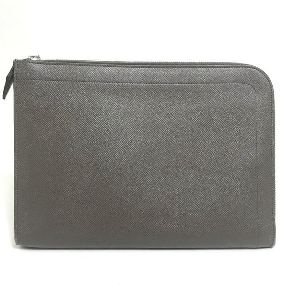 HERMES L-shaped fastener Zip Computer Cluch Bag Hand bag Epsom Etoupe/SilverHW - Picture 1 of 12